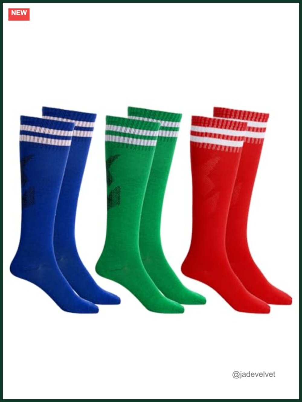 Striped Knee High Athletic Socks 3 Pairs Polyester Cotton Spandex